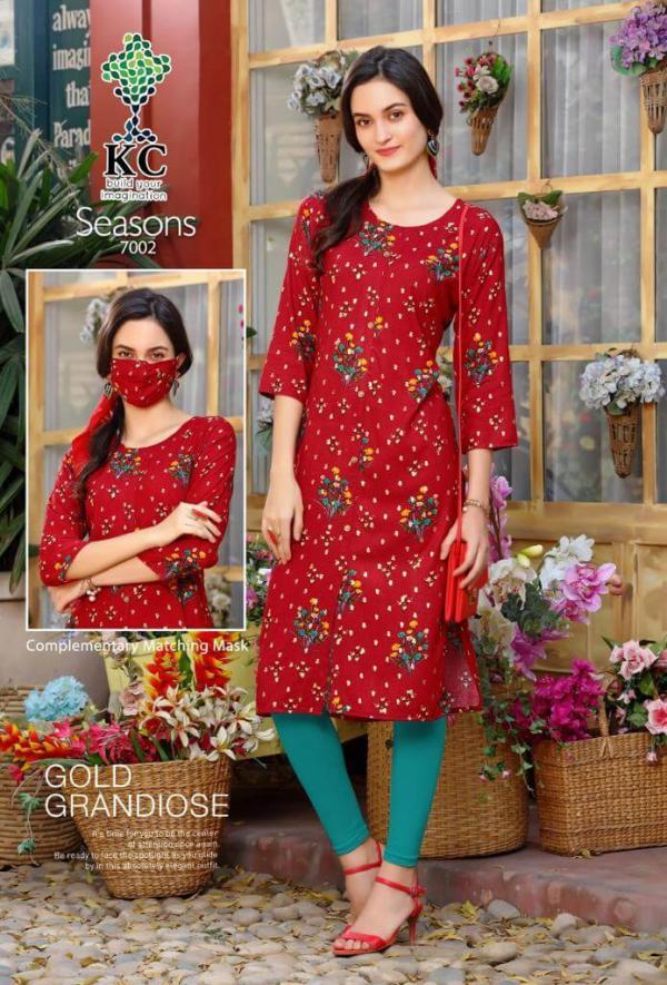 KC Seasons 7 Fancy Rayon Kurti With Mask